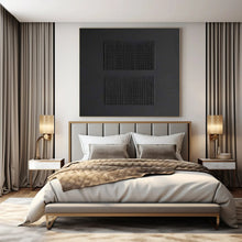 Load image into Gallery viewer, Grand Hand - painted Double Black Textured Squares Acrylic Art for Modern Studies LargeART0153