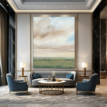Load image into Gallery viewer, Green & Brown Abstract Field Art, Perfect for Rustic Bedroom & Calm Office LargeART2117