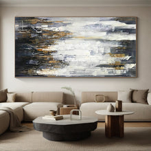 Load image into Gallery viewer, Oversized Gray - Gold Abstract Cityscape Acrylic for Sophisticated Hallway LargeART0299