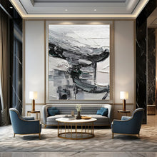 Load image into Gallery viewer, “Monochrome Textured Abstract” - Black, White, Grey Abstract Art on Canvas DKH1297