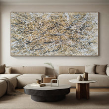 Load image into Gallery viewer, Golden - White Splatter Web Art for Boho - Chic Living Room & Art Gallery Pop - up LargeART0906