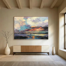 Load image into Gallery viewer, Colorful Sunset Abstract Painting for Beach House Veranda & Boho - Chic Living Room DKH197