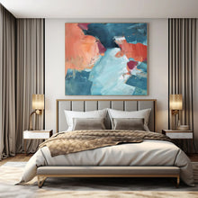 Load image into Gallery viewer, Large - Format Hand - painted Coral & Teal Abstract Acrylic Art for Bohemian - Style Dining Rooms LargeART0180