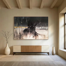 Load image into Gallery viewer, Black - Gold Abstract “Mystery Art” Painting on Canvas, Evocative Modern Art DKH900