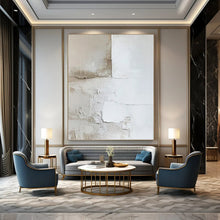 Load image into Gallery viewer, “Textured White - Beige Layers” Abstract Minimalist Painting on Canvas, Calming Home Accent DKH977