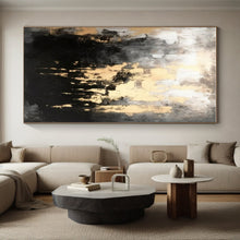 Load image into Gallery viewer, Gold - Gray Abstract Fusion Art for Sophisticated Dining Room & Art - Lovers’ Lounge LargeART0912