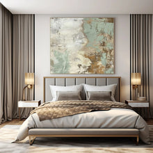 Load image into Gallery viewer, Textured Green & Brown Abstract Canvas Painting 2, Ideal for Farmhouse Dining Room & Bohemian Bedroom LargeART1268