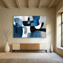 Load image into Gallery viewer, Hand - painted Blue and Gray Abstract Forms Acrylic Art for Calming Bedroom Retreats LargeART1713