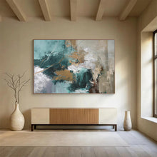 Load image into Gallery viewer, Teal Gold Fusion Abstract Painting DKH513