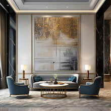 Load image into Gallery viewer, “Golden - Accented Geometric Abstract” Abstract Painting on Canvas, Luxe Decor Choice DKH980