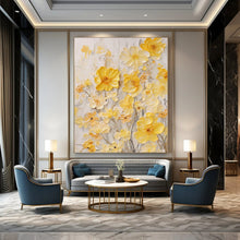 Load image into Gallery viewer, “Buttercup Breeze” – Delicate Floral Relief Painting with Yellow Tones DTP289