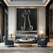 Load image into Gallery viewer, Minimalist Chalk - Drawn Cat Abstract, Perfect for Modern Kids’ Room & Art - Lovers’ Hallway LargeART2027