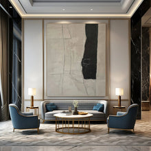 Load image into Gallery viewer, “Cracked Neutral Geometry” - Beige, Black Abstract Art on Canvas DKH1158