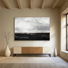 Load image into Gallery viewer, Hand - painted Monochrome Sea & Sky Acrylic Art for Minimalist Bedroom Decor LargeART1666