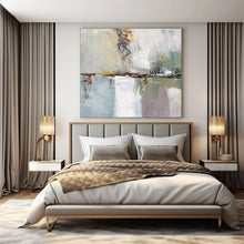 Load image into Gallery viewer, Gray, Blue & Colorful Abstract Urban Painting, Ideal for Modern Apartment Living Room & Artsy Coffee Shop LargeART1460
