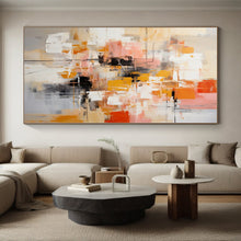 Load image into Gallery viewer, Oversized Hand - painted Warm - Toned Abstract Cityscape Acrylic Art for Urban - Chic Dining Areas LargeART0225