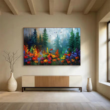 Load image into Gallery viewer, Forest Flower “Rainbow Glade” Painting on Canvas, Enchanted Landscape Art DKH839