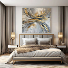 Load image into Gallery viewer, Gray & Gold Circular Abstract Canvas Painting, Suited for Industrial - Chic Loft & Modern Art Gallery LargeART1266