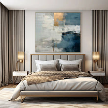 Load image into Gallery viewer, Blue - Gray with Gold Accents Abstract Canvas Painting, Perfect for Modern Living Room & Chic Office LargeART1205