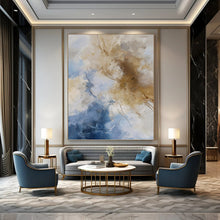 Load image into Gallery viewer, “Blue - Beige Abstract Clouds” Abstract Painting on Canvas, Serene Bedroom Decor DKH1020