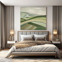 Load image into Gallery viewer, Green & Beige Rolling Hills Abstract Painting, Perfect for Nature - Inspired Living Room & Rustic Office LargeART1455