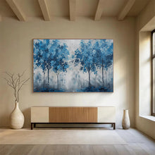 Load image into Gallery viewer, Hand - painted Large - Scale Blue Trees Abstract Landscape Acrylic Art for Calming Living Spaces LargeART1758