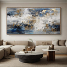 Load image into Gallery viewer, Blue - Gray - Gold Abstract Acrylic Art - Suited for Dining Room & Hotel Lobby Adornment LargeART0537