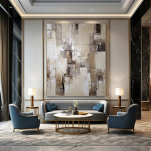 Load image into Gallery viewer, “Neutral Tones Abstract Composition” - Beige, Grey, White Abstract Art on Canvas DKH1307