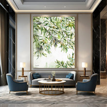 Load image into Gallery viewer, “Olive Branches” - Green and Watercolor Nature Art, Abstract Painting on Canvas DKH1083