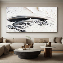 Load image into Gallery viewer, Black - White Textured Strokes Art - Perfect for Industrial - Chic Loft & Zen Meditation Room LargeART0701