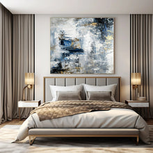 Load image into Gallery viewer, Blue - Gray - Gold Abstract Painting, Ideal for Luxury Hotel Lobby & Modern Living Room LargeART1394