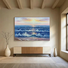 Load image into Gallery viewer, “Sunset Sea Waves” - Impressionistic Abstract Acrylic of an Ocean Sunset, Suits Beach House and Living Room DLZ218