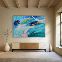 Load image into Gallery viewer, Colorful Ocean Waves Abstract Painting on Canvas - “Sea of Dreams” DKH654