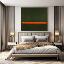 Load image into Gallery viewer, Green - Orange Line Abstract Canvas Painting, Ideal for Minimalist Bedroom & Contemporary Gallery LargeART1191