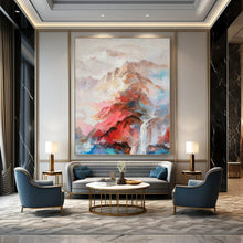 Load image into Gallery viewer, “Romantic Mountain Landscape in Color” - Pink, Blue, Purple Scenic Art on Canvas DKH1348