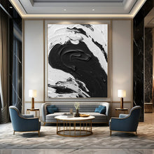 Load image into Gallery viewer, “Monochrome Impasto Wave” - Dramatic Minimalist Art on Canvas DKH1679