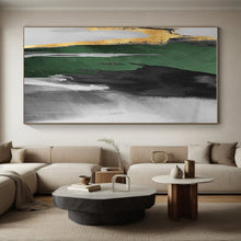 Load image into Gallery viewer, Green, Black, Gray, and Gold Abstract Acrylic Art - Perfect for Modernist Office & Art Deco - inspired Hallway LargeART0637