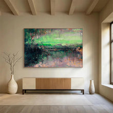 Load image into Gallery viewer, Green - Toned Abstract Landscape Painting On Canvas DKH395