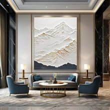 Load image into Gallery viewer, “Textured White Mountain Range” Abstract Nature - Inspired Painting on Canvas, Serene Decor DKH985
