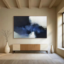 Load image into Gallery viewer, Hand - painted Blue and Black Abstract Acrylic Art for Modern Dining Room Decor LargeART1661