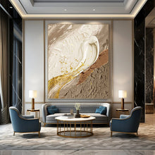 Load image into Gallery viewer, “Neutral Tones with Gold Accents” - Luxe Abstract Art on Canvas DKH1487