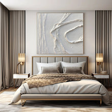 Load image into Gallery viewer, White Textured Curved Abstract Painting, Perfect for Elegant Entryway & Minimalist Office LargeART1348