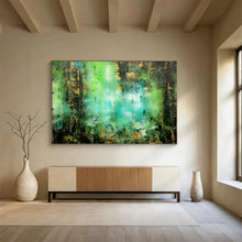 Load image into Gallery viewer, “Lush Green Glow” Abstract Forest Painting on Canvas, Nature - Inspired Art DKH921