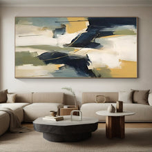 Load image into Gallery viewer, Navy - Yellow Geometric Clash Art for Studio & Contemporary Home LargeART0831