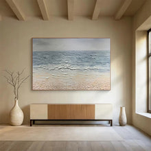Load image into Gallery viewer, Textured Sea “Calm Shore” Painting on Canvas, Minimalist Ocean Art DKH865