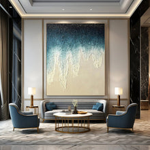 Load image into Gallery viewer, “Gradient Drip Textures” – Top - dark to bottom - light blue - white gradient, with dripping, thick - textured forms. DTP343