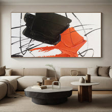 Load image into Gallery viewer, Large - Scale Orange - Black Abstract Art for Industrial Loft & Bold Home Office LargeART0488