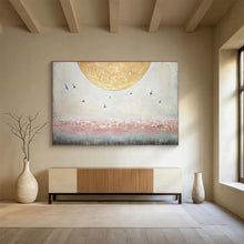 Load image into Gallery viewer, Hand - painted Large - scale Moon and Birds Scene Acrylic Art for Calming Bedrooms LargeART1773