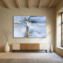 Load image into Gallery viewer, Hand - Painted Blue - Gold Splash Abstract Acrylic Art for New Chinese - Style Living Room Wall Decoration LargeART1631