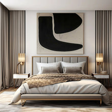 Load image into Gallery viewer, Bold Black and White Forms Abstract Canvas Painting, Suited for Industrial - Chic Loft & Monochrome Dining Room LargeART1106